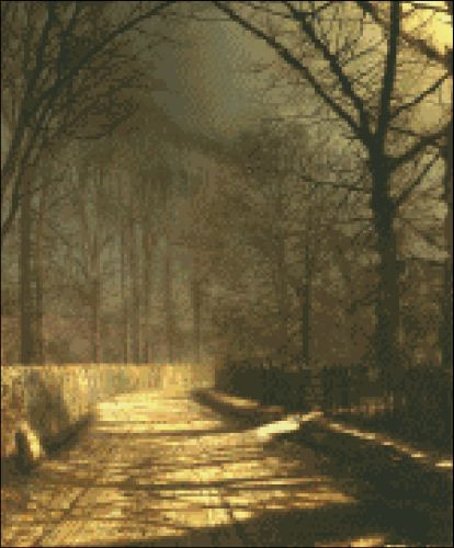 A Moonlit Lane with Two Lovers