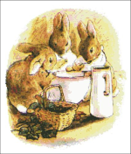 Bunnies Eat from a Bowl Peter Rabbit
