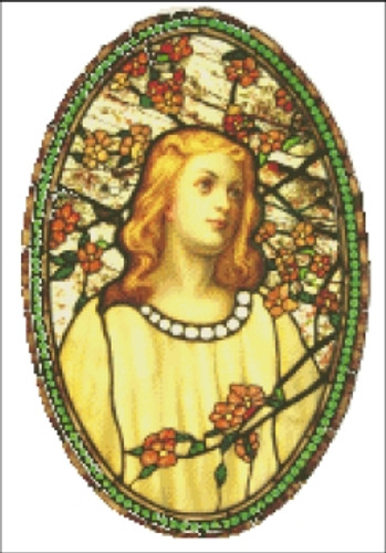 Girl with Cherry Blossoms Stained Glass