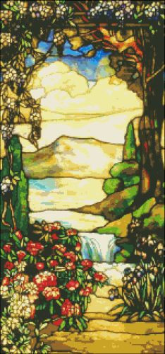 Landscape with Waterfall Stained