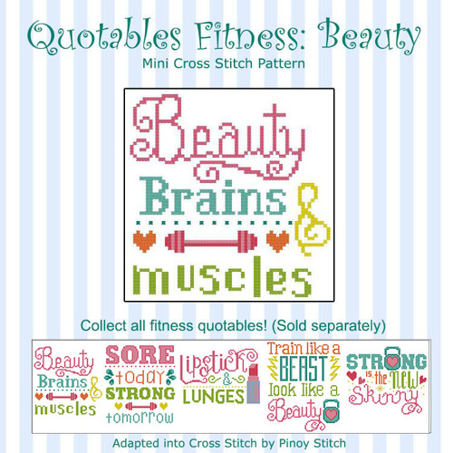 Quotables Fitness Beauty Sports Cross Stitch Pattern