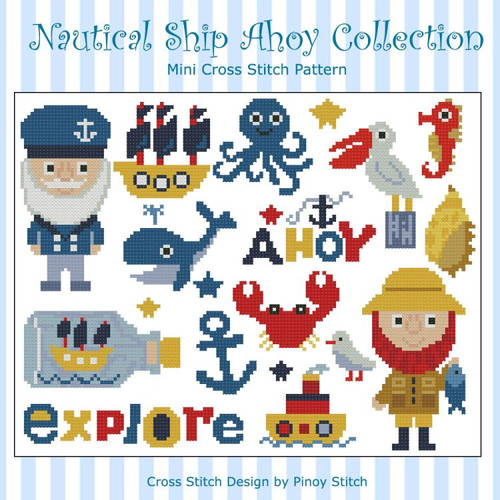 Nautical Ship Ahoy Collection Cross Stitch Pattern