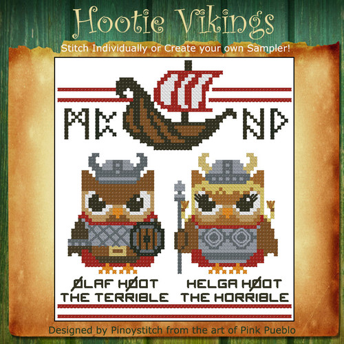 Hootie Vikings Mini Cross Stitch Pattern