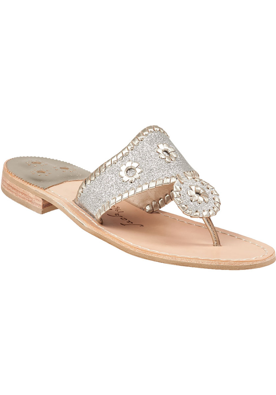 Sparkle Thong Sandal Silver Platinum Glitter - Jildor Shoes