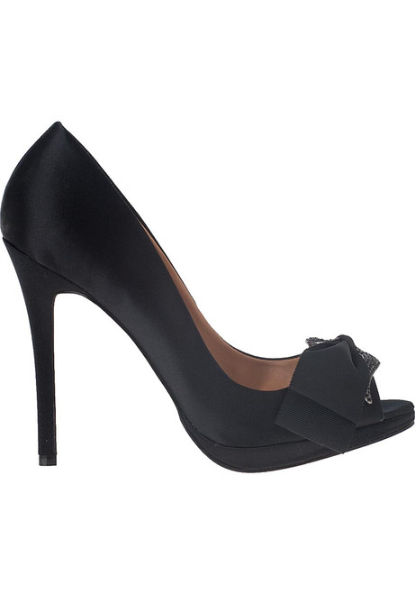 ladies black satin shoes