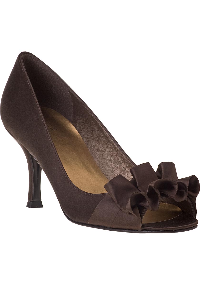 dark brown satin heels