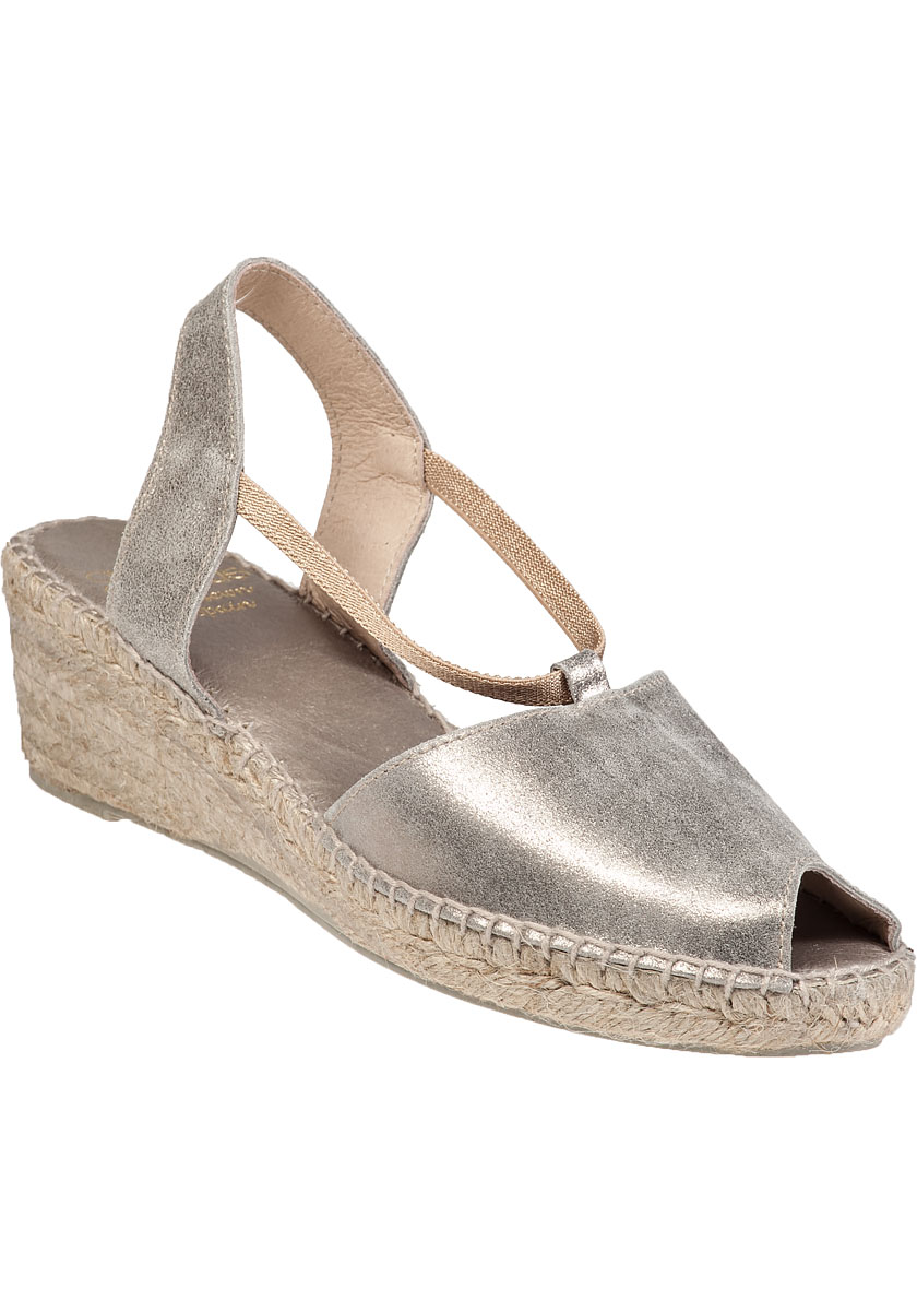 Dainty Wedge Espadrille Pewter Leather - Jildor Shoes