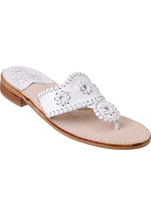 Palm Beach Thong Sandal White Leather - Jildor Shoes