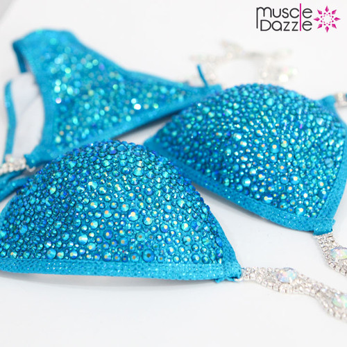 Custom Crystal Bikini | Aqua Blue Design