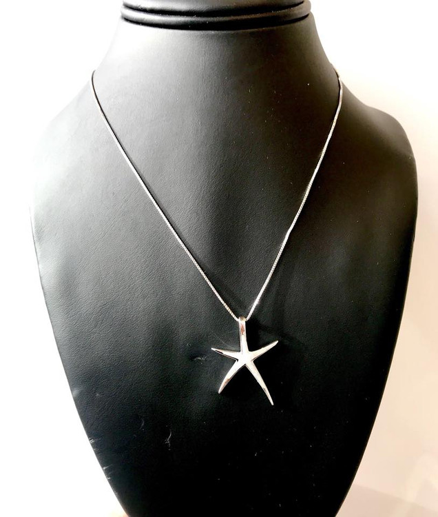 Sterling Silver White Opal Starfish 16" Necklace