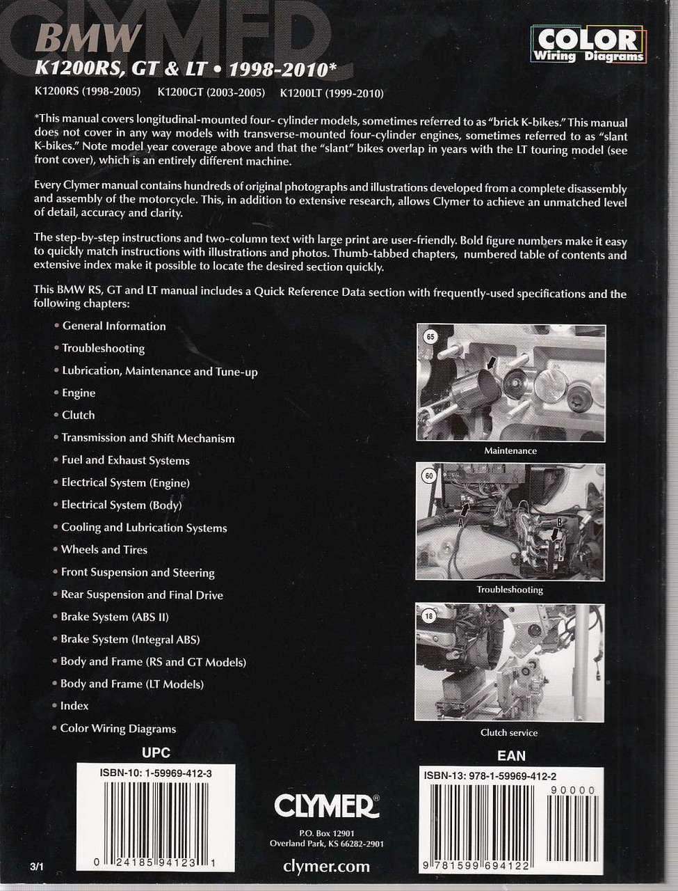 ... BMW K1200RS, K1200GT and K1200LT 1998 - 2010 Workshop Manual