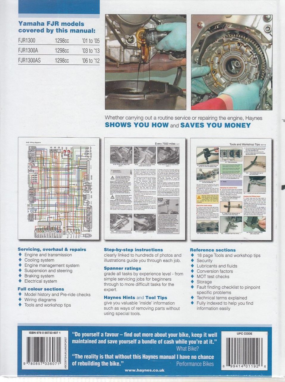 ... Yamaha FJR1300, FJR1300A, FJR1300AS, 1298cc 2001 - 2013 Workshop Manual Back Cover