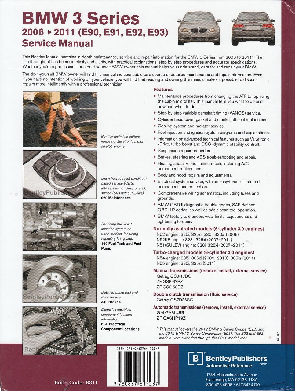 ... BMW 3 Series E90 E91 E92 E93 2006 - 2011 Workshop Manual Back Cover ...