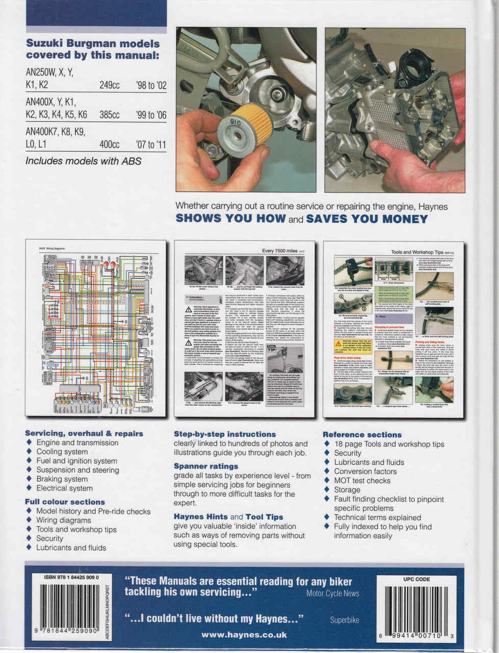 ... Suzuki Burgman 250 & 400 '98 to '11 Service & Repair Manual ...