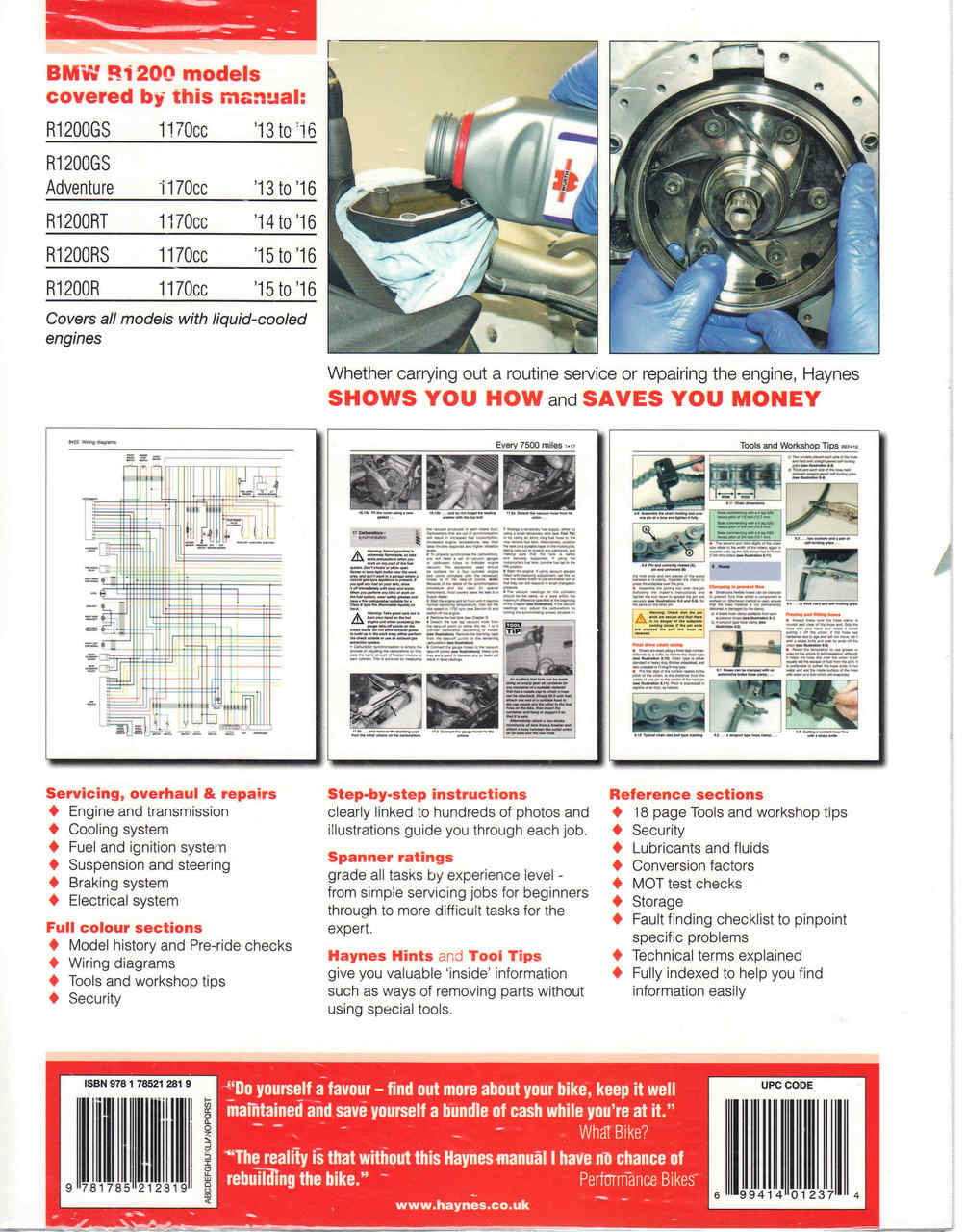 ... BMW R1200 Liquid-Cooled Twins 2013 to 2016 Workshop Manual (9781785212819) - back