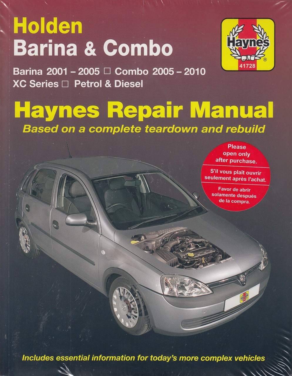 Holden Barina 2001 - 2005 & Combo 2005 - 2010 XC Series Petrol & Diesel Workshop Manual