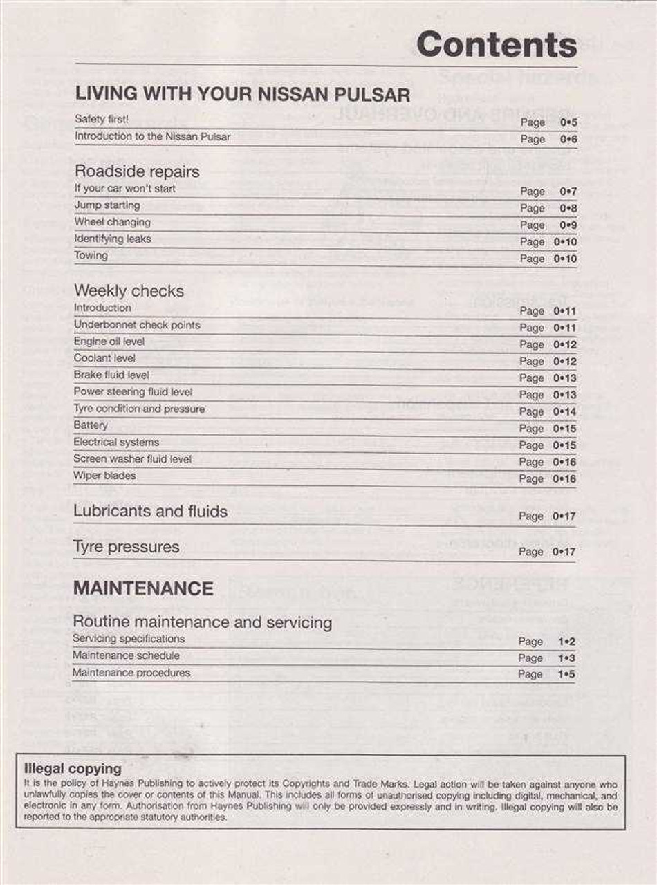 Nissan Pulsar N15 Series 1 6l Petrol Engines 1995
