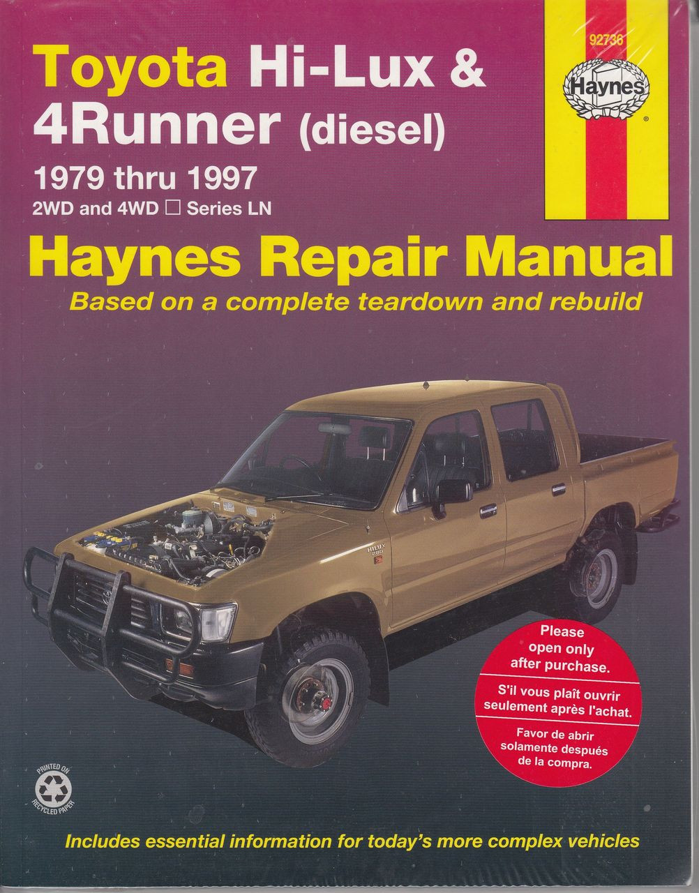 Toyota Hi-Lux 4Runner Diesel LN Series 1979 - 1997 Workshop Manual ...