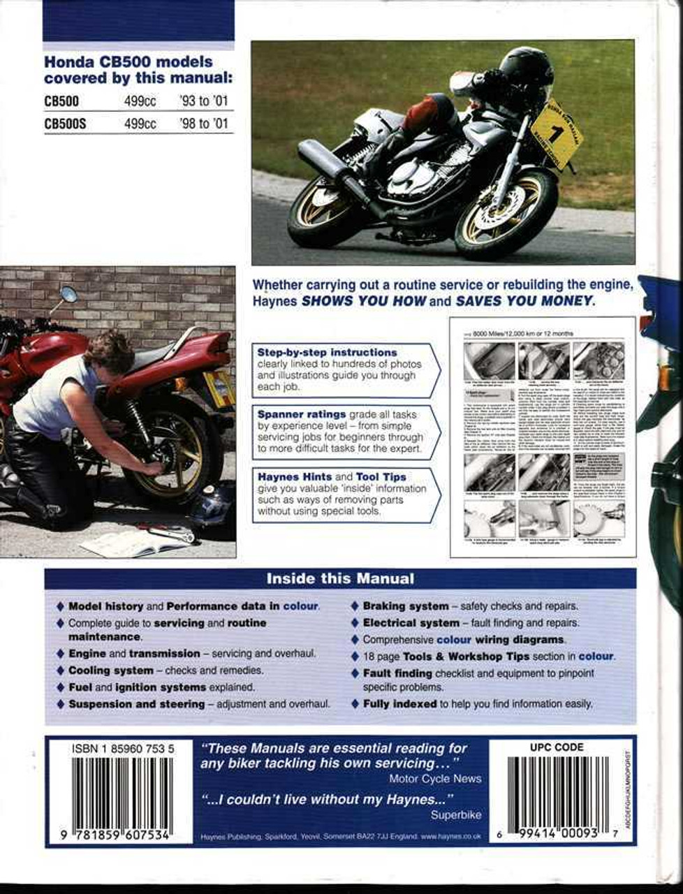 Honda CB500 Twin 1993 - 2001 Workshop Manual Honda CB500 Twin 1993 - 2001 Workshop Manual