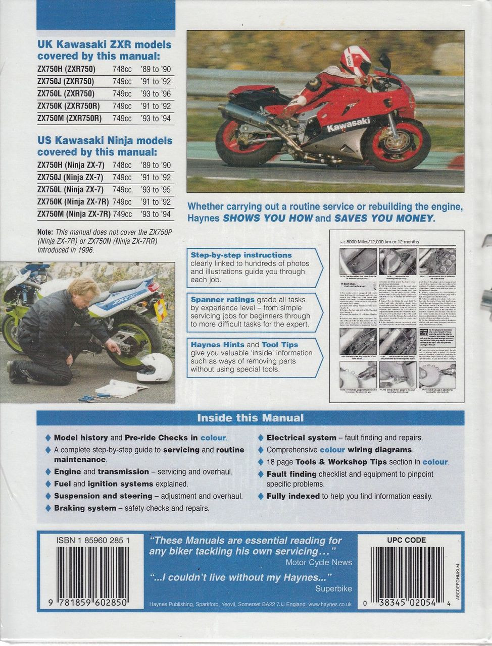 ... Kawasaki ZX750 (Ninja ZX-7 and ZXR750) Fours 1989 - 1996 Workshop Manual