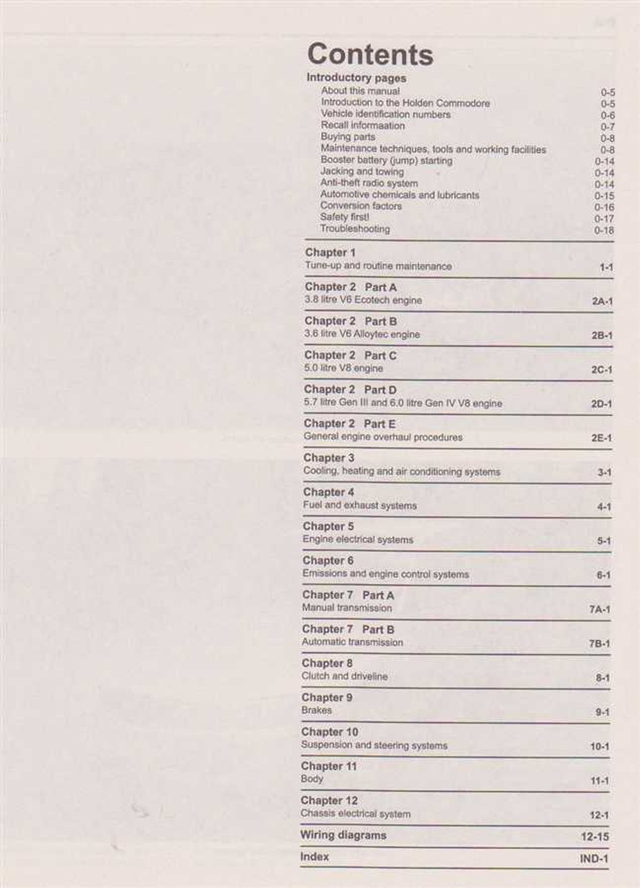 Holden Vx Commodore Workshop Manual