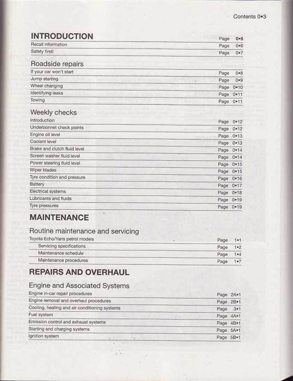 Toyota Echo Repair Manual Download