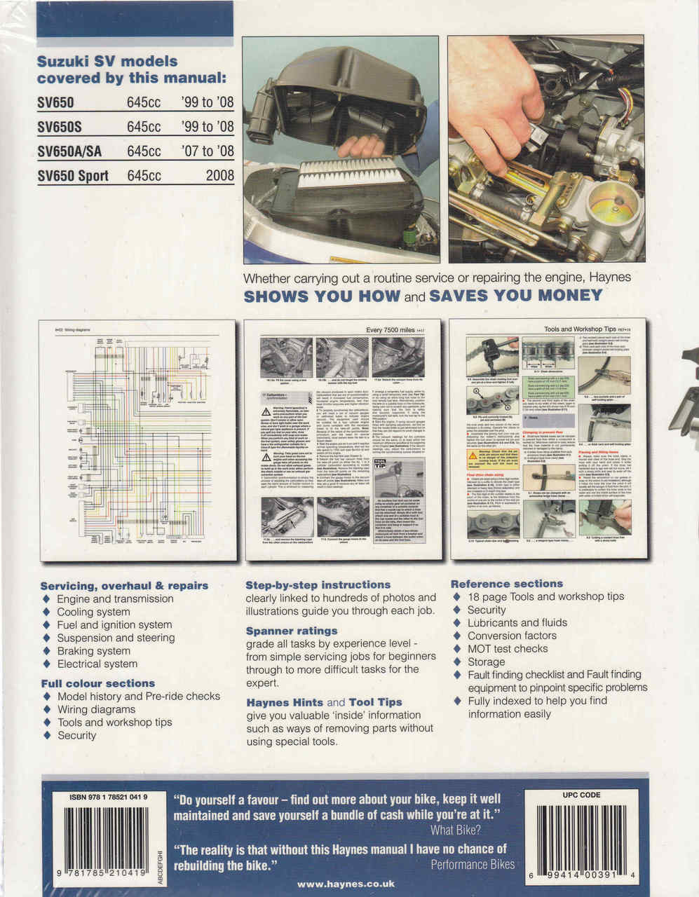 ... Suzuki SV650, SV650S 1999 - 2008 Workshop Manual ( 9781785210419) ...