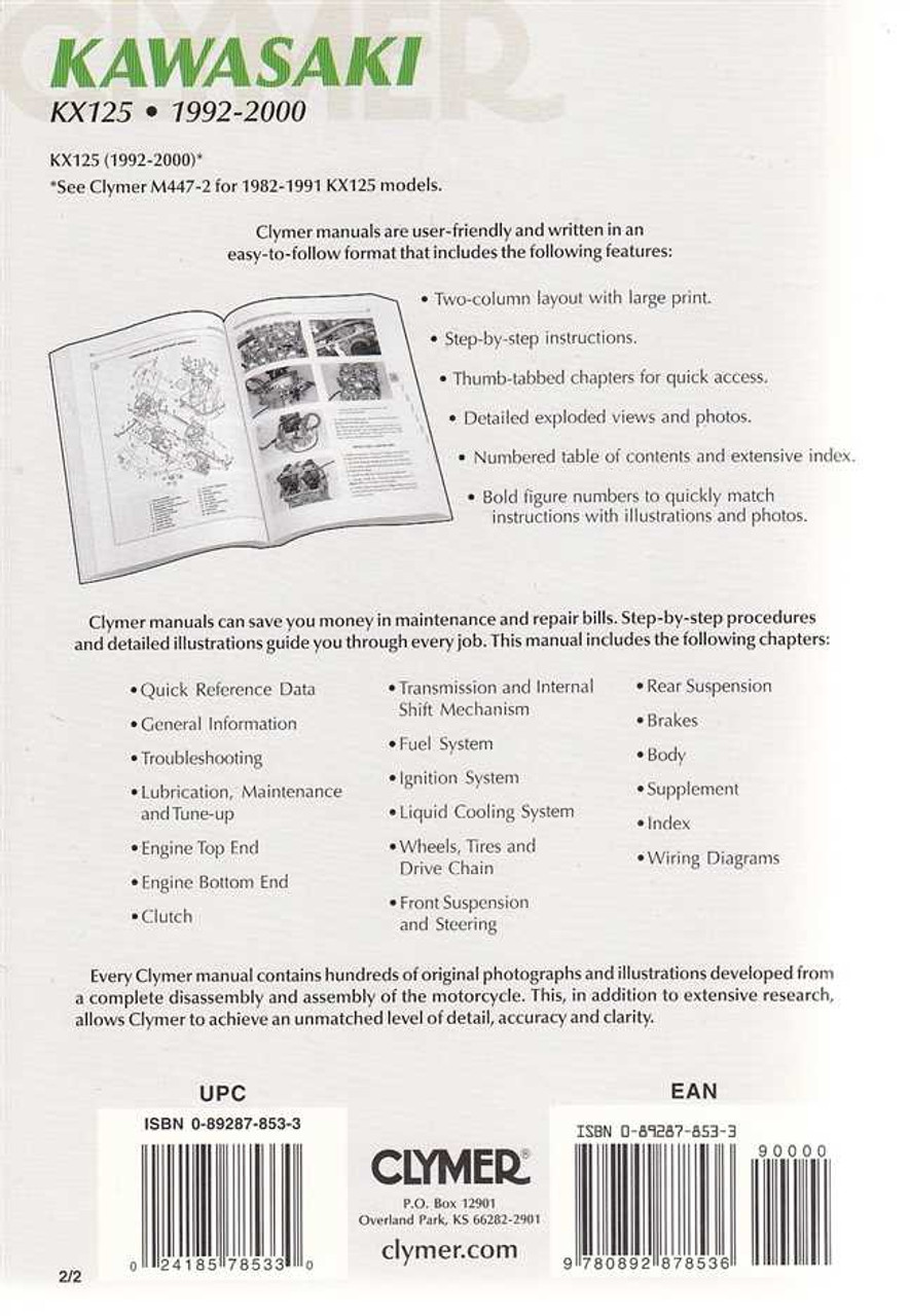 Kawasaki KX125 1992 - 2000 Workshop Manual