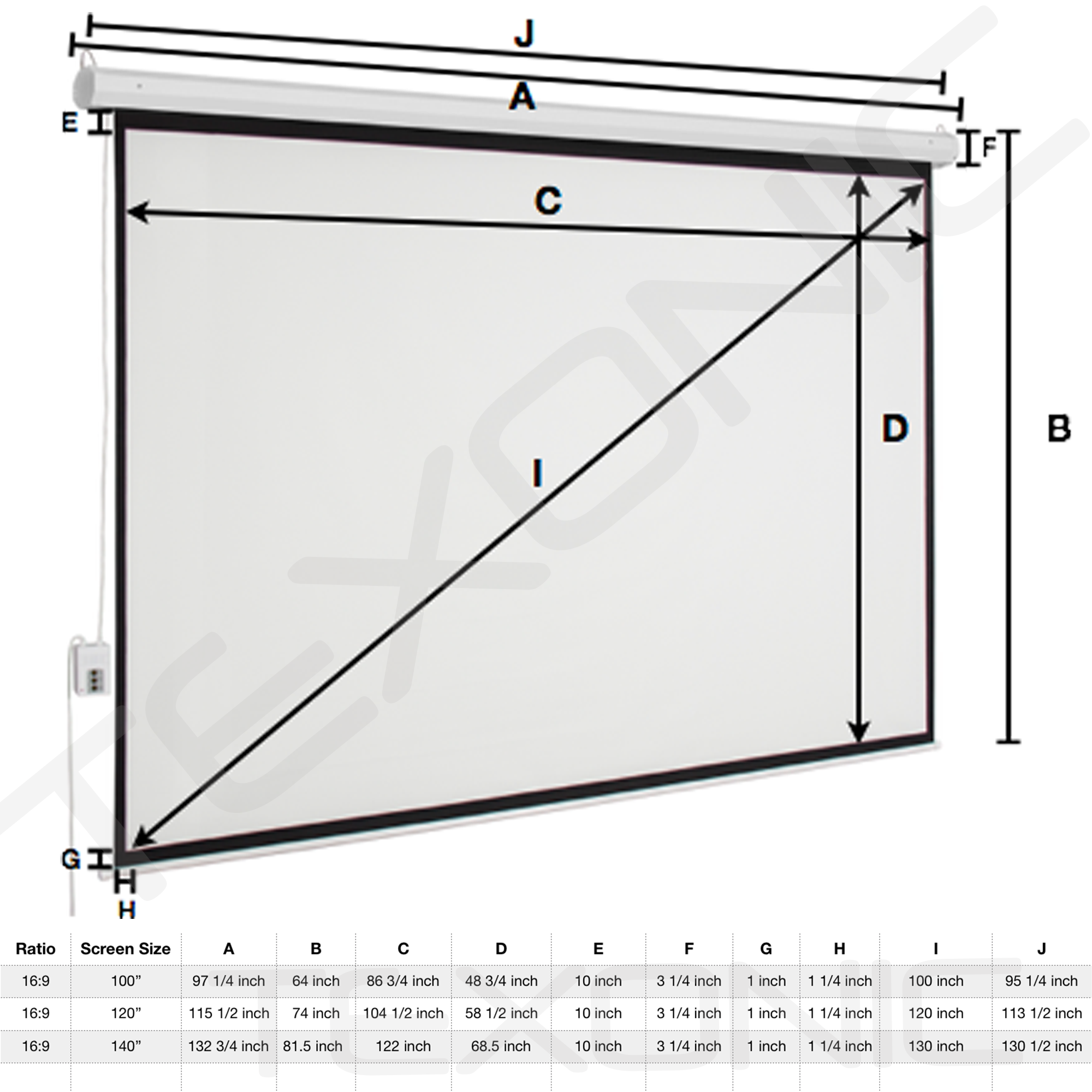 140" Electric Matte grey Projection Screen 169, 120" Electric Matte