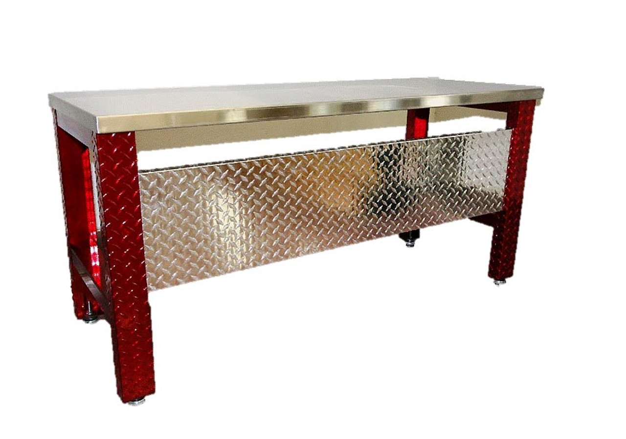Diamond Plate Desk With Stainless Steel Top Great For Or Home Diamond Plate Desk Red Legs Stainless Steel Top