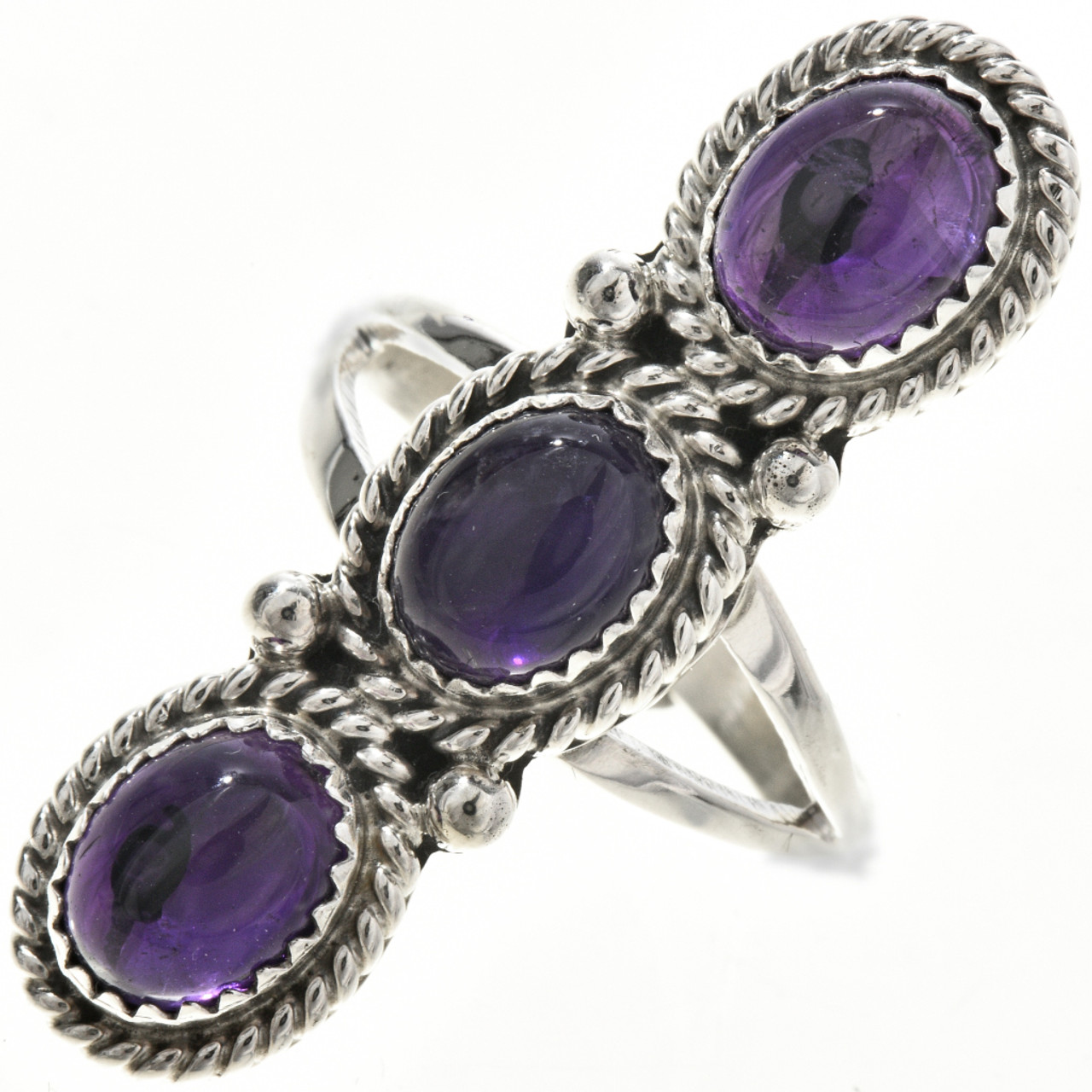 Navajo Amethyst Silver Pointer Ring 29108