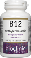 Bioclinic Naturals B12 Methylcobalamin 5000 mcg 60 Sublingual Tablets Bioclinic Naturals B12 Methylcobalamin 5000 mcg 60 Sublingual Tablets