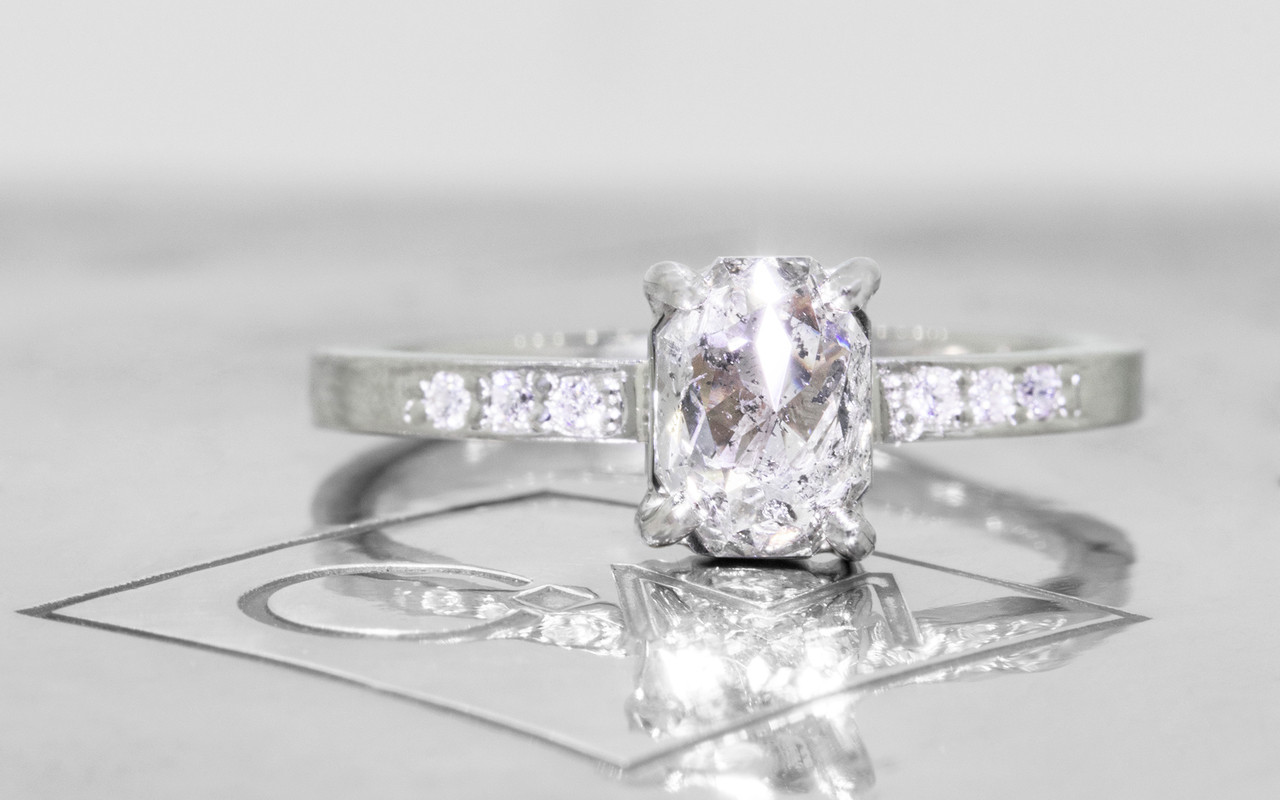 1.12 Carat Salt and Pepper Diamond Ring in White Gold - CHINCHAR•MALONEY