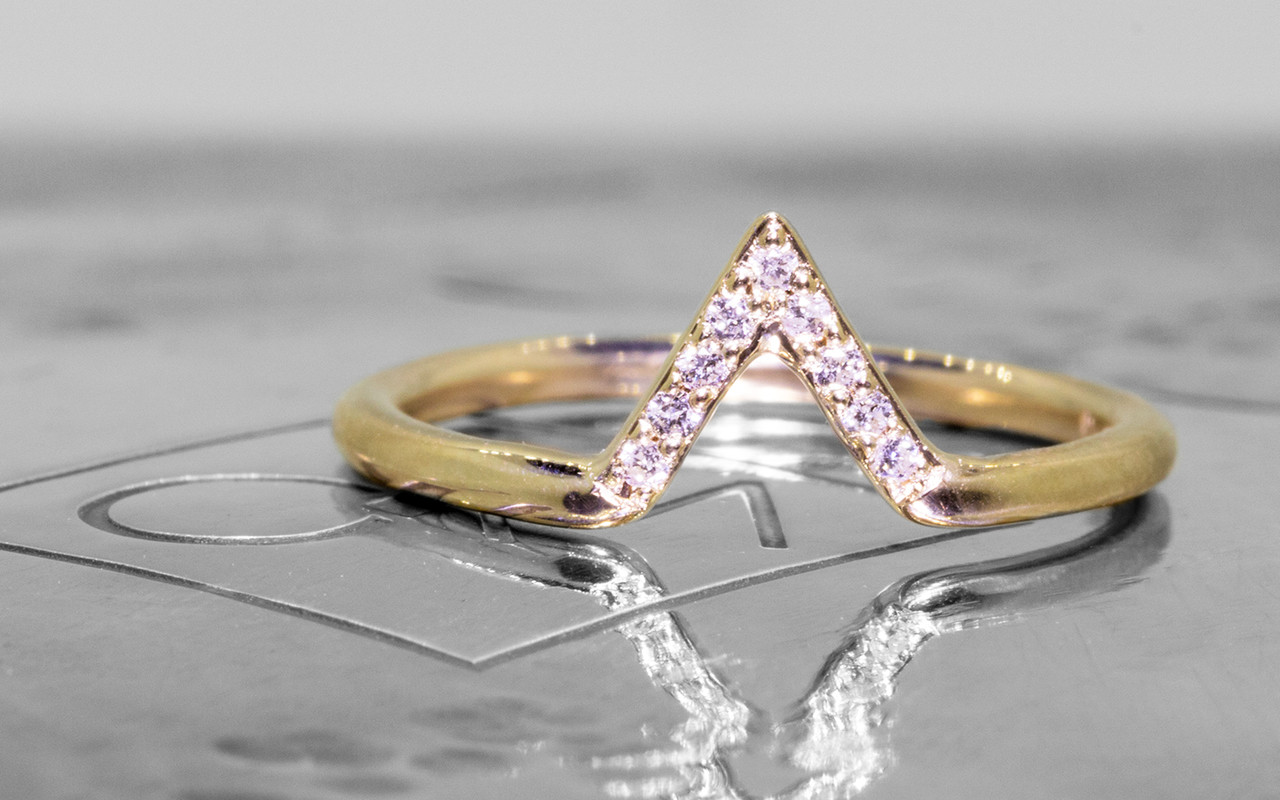 Diamond Triangle Ring Chinchar Maloney Diamond Band In 14k Yellow Gold Center Is Triangle Shape And Set With Small
