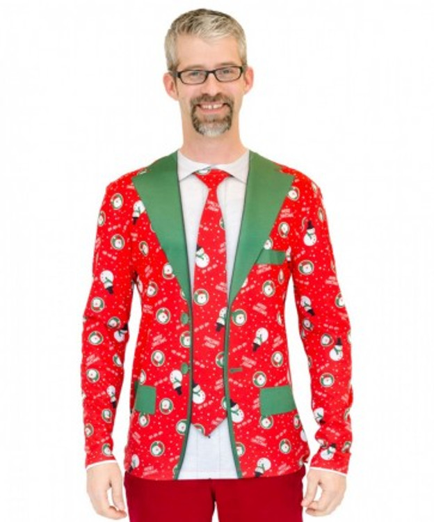 Christmas Faux Suit & Tie Mens Costume