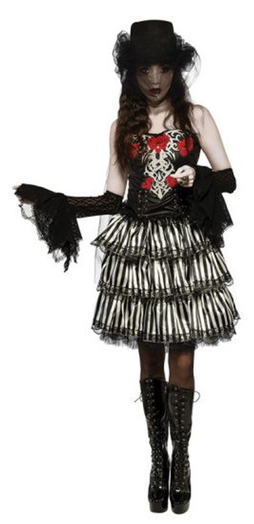 Halloween Black and White Striped Ruffle Skirt