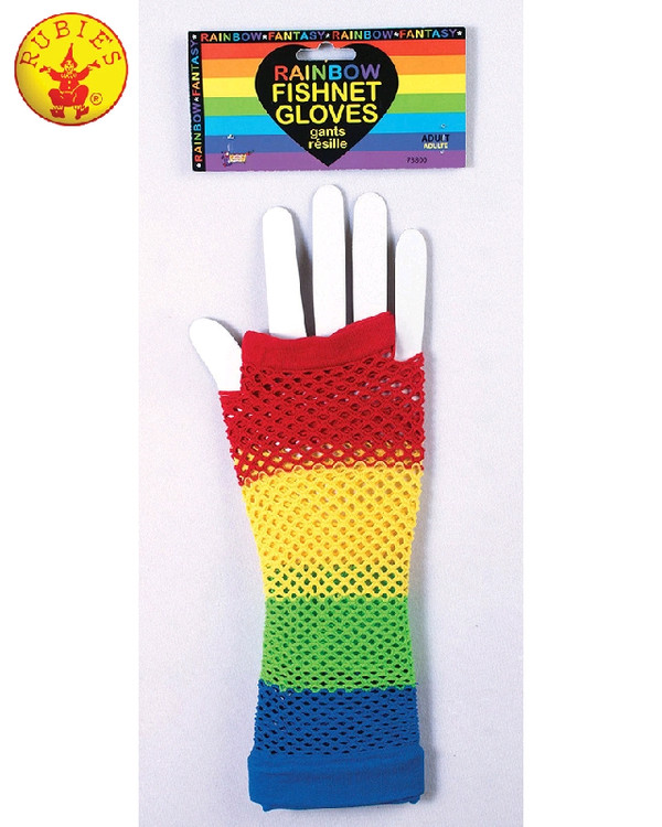 Fishnet Fingerless Gloves Rainbow
