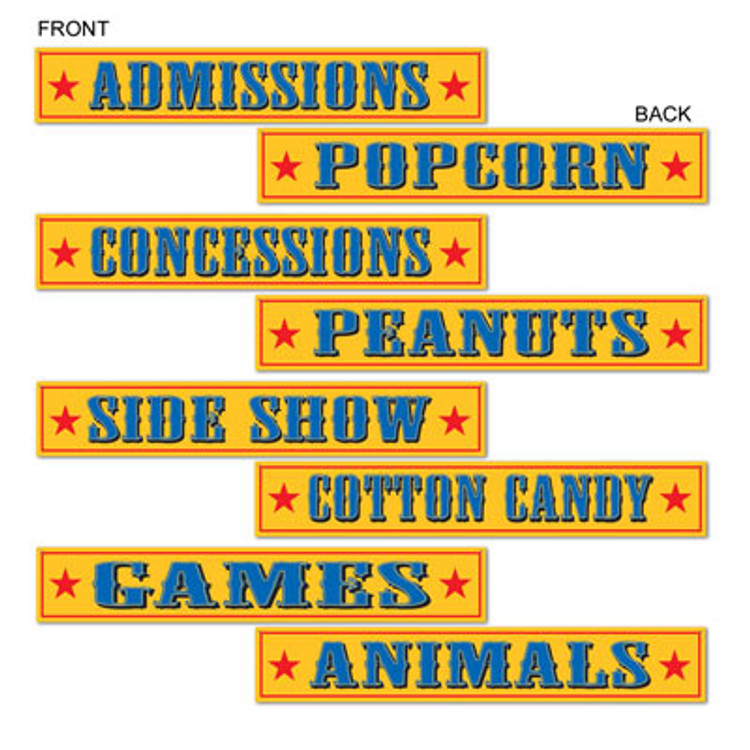 Circus Street Sign Cut Outs
