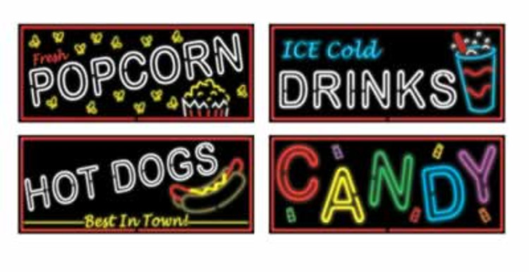 Movie Food Sign Neon Cut Outs