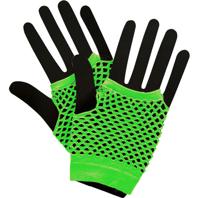 Fishnet Fingerless Gloves Short - Neon Green