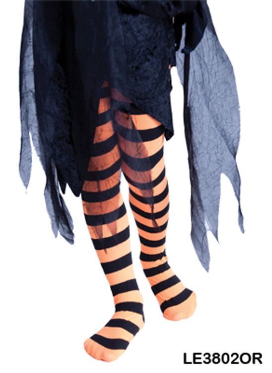 Black and Orange Striped Childs Tights