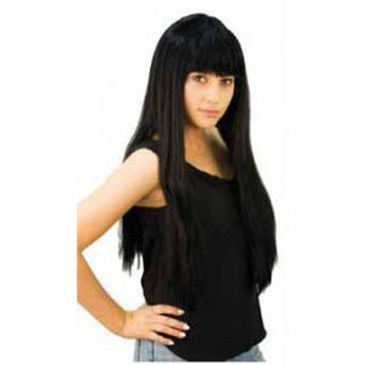 Long Straight Wig W Fringe- Black