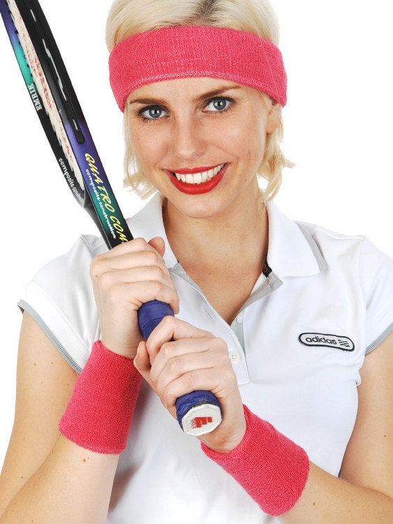 80's Sweatband Set Hot Pink