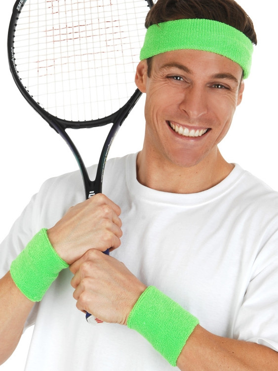 80's Sweatband Set Neon Green