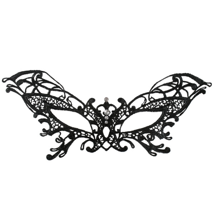 Serena Lace Eye Mask Black with Diamantes