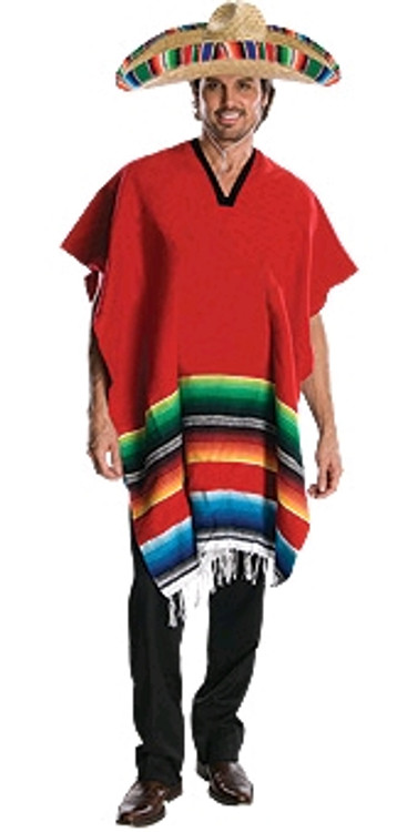Mexican Poncho & Sombrero Adult Costume