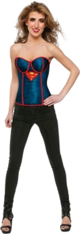 Supergirl Fishnet Overlay Corset Women's Costume