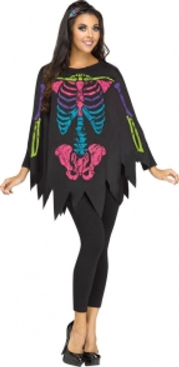 Skeleton Coloured Adult Poncho