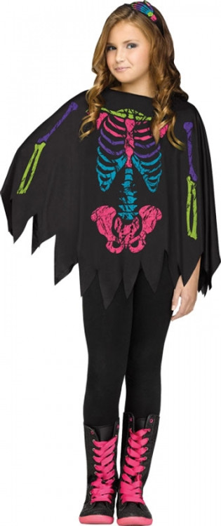 Skeleton Coloured Kids Poncho