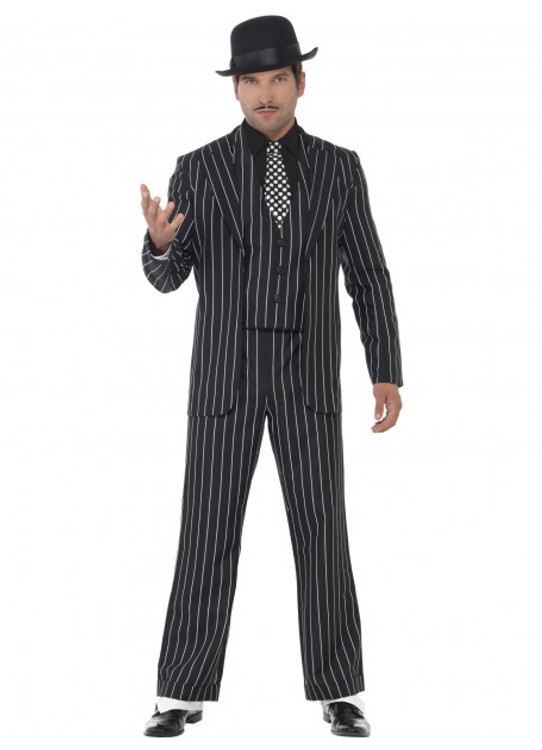 1920s Mens Costume - Vintage Gangster Pinstripe Suit